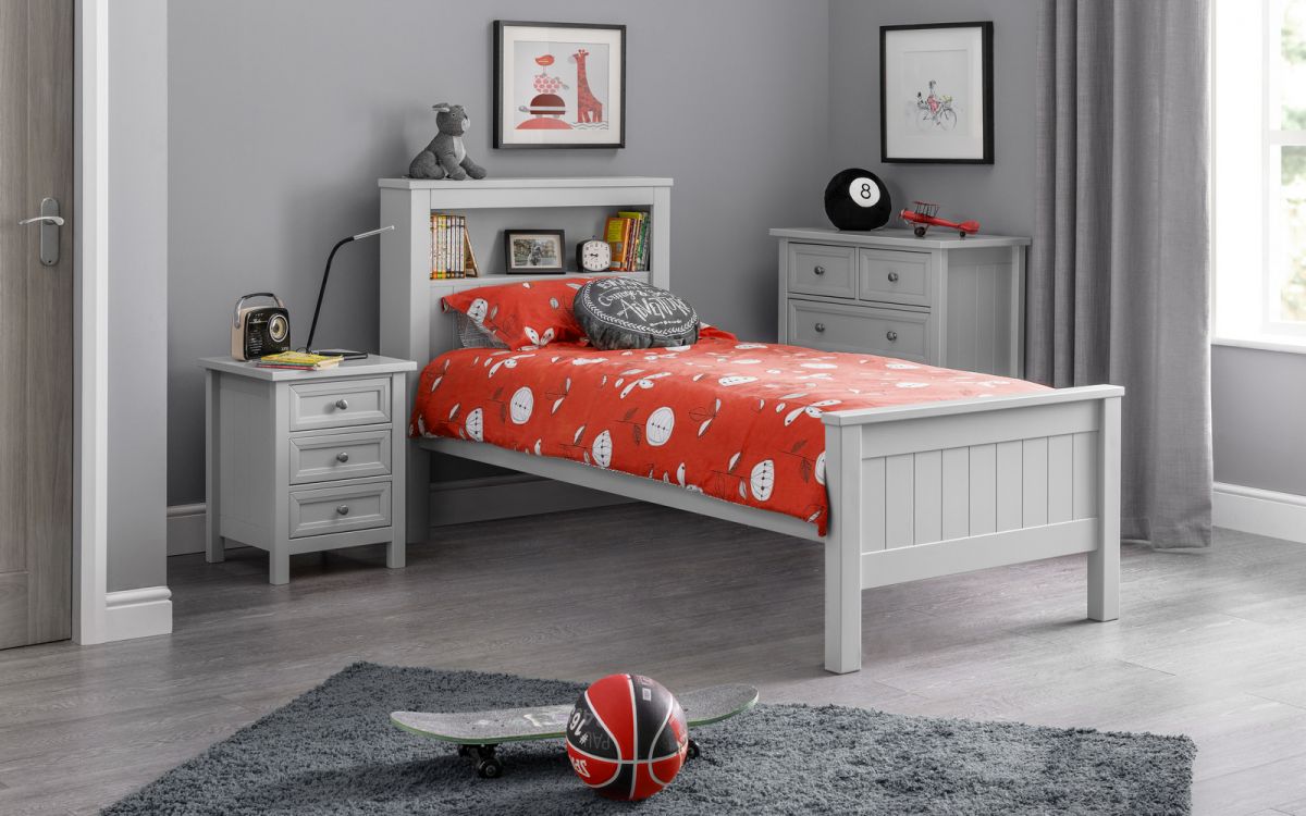 Maine Dove Grey Wooden Single Bed