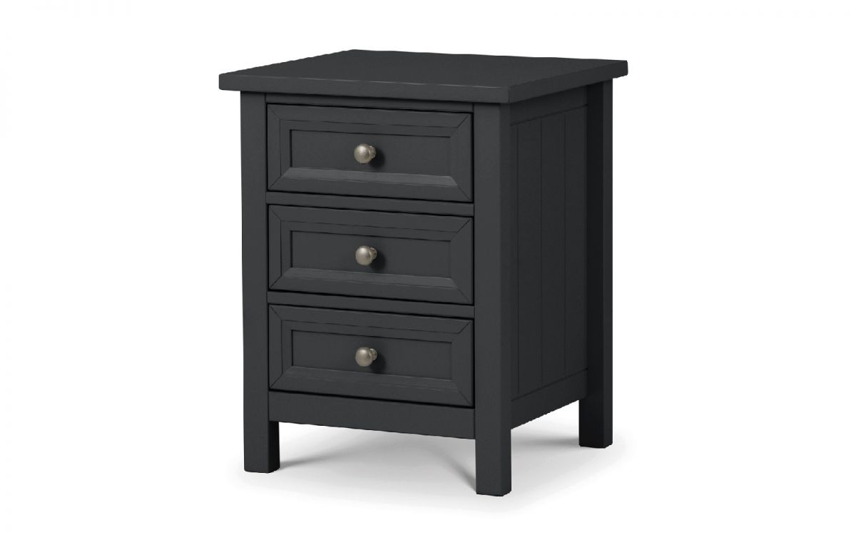 Maine Anthracite 3 Drawer Bedside Table