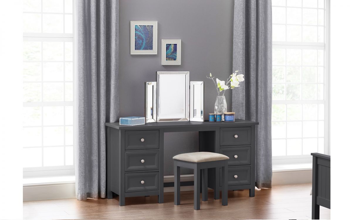 Maine Anthracite Dressing Table + Stool
