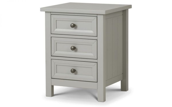 Maine Dove Grey3 Drawer Bedside Table