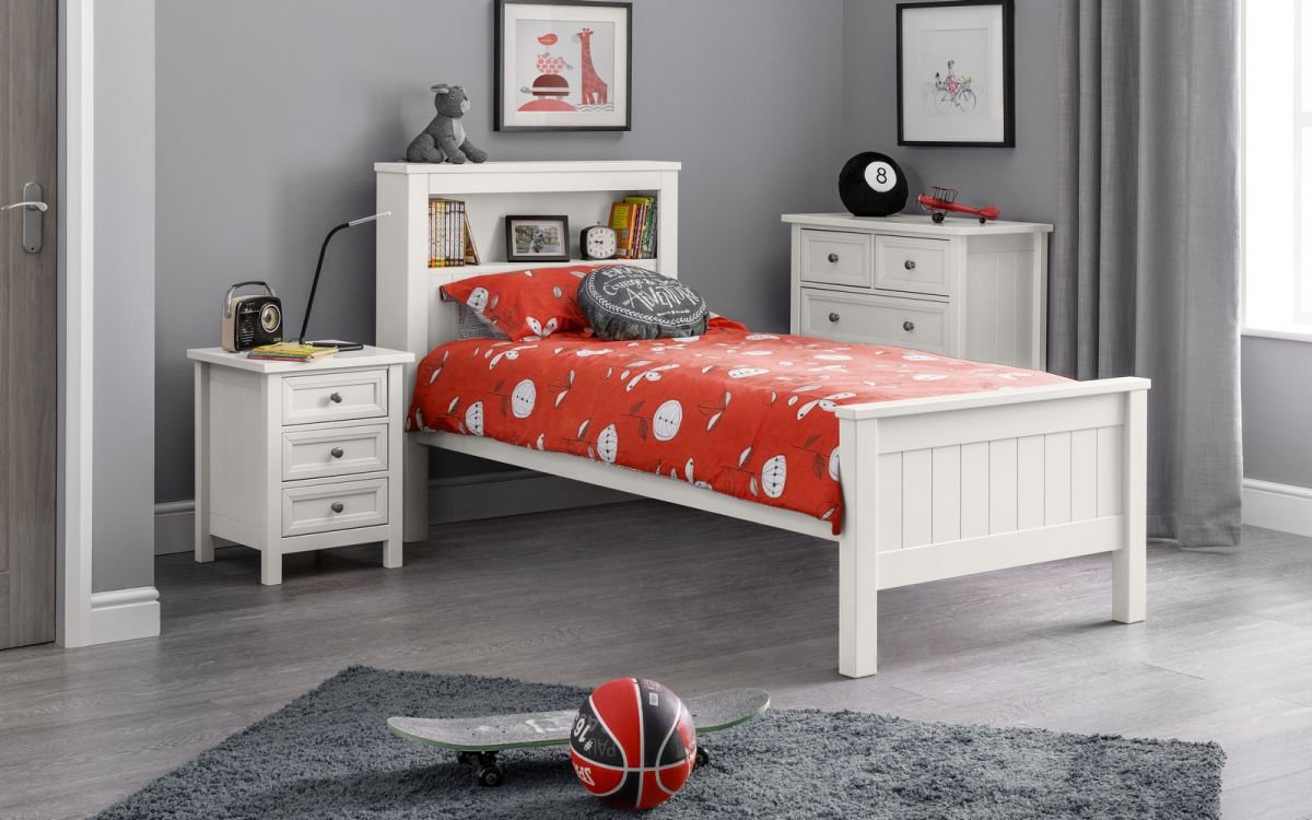 Maine White Wooden Single Bed