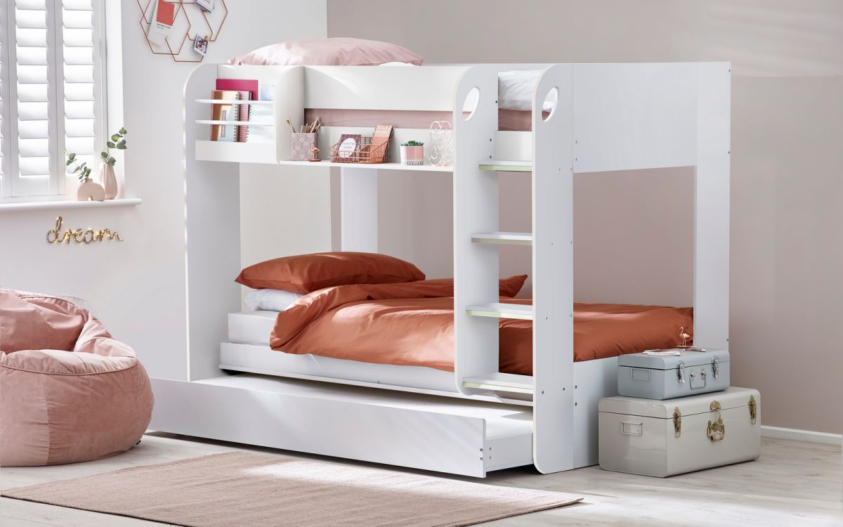Mars White Bunk Bed - With Guest Bed