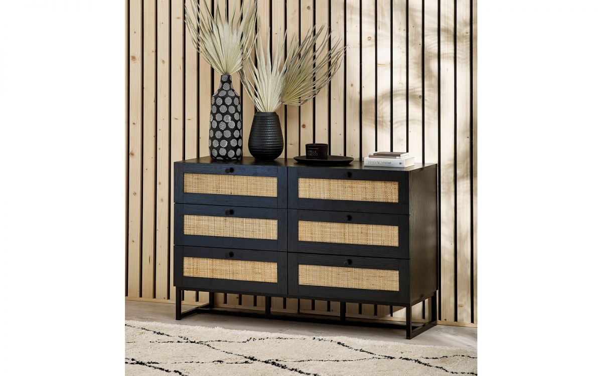 Padstow Black 6 Drawer Chest