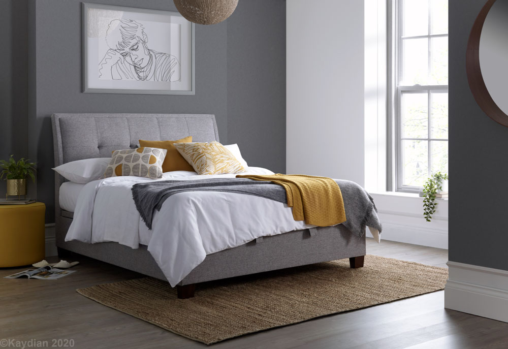 Accent Grey Double Ottoman Bed
