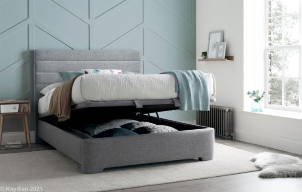 The Accent Grey Double Ottoman Bed