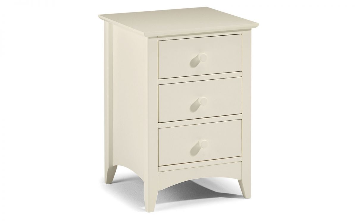 Cameo White 3 Drawer Bedside Table