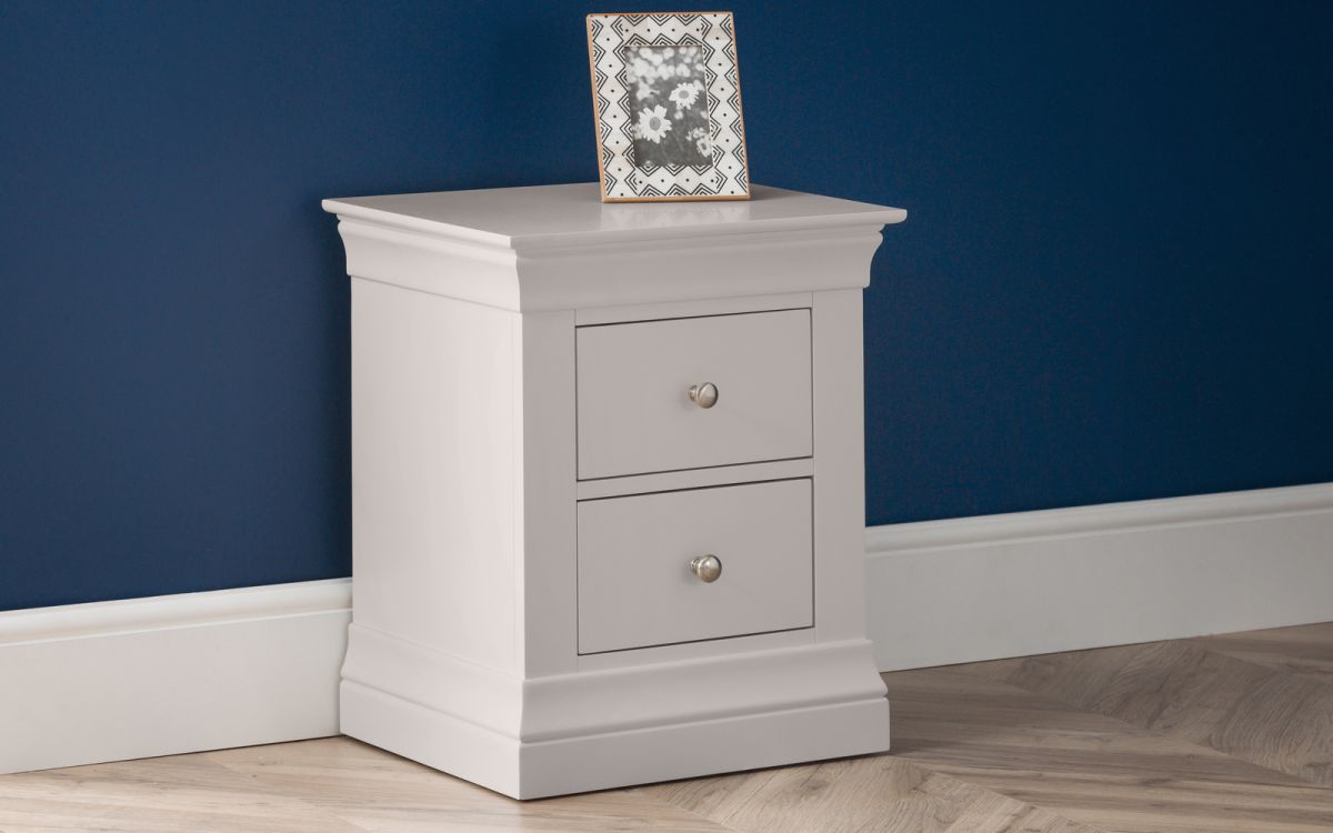 Clermont Grey 2 Drawer Bedside Table