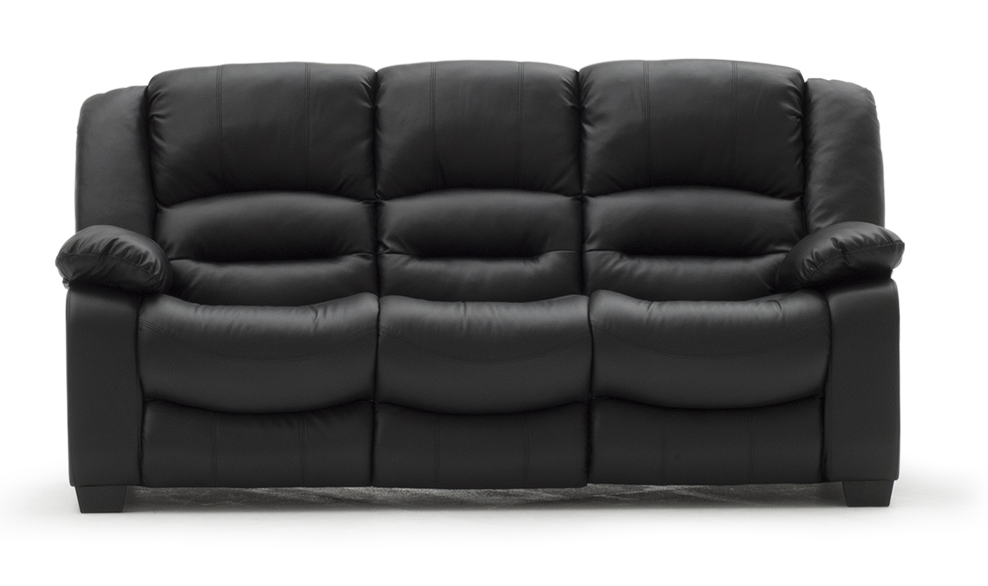 Barletto Black 3 Seater Leather Sofa