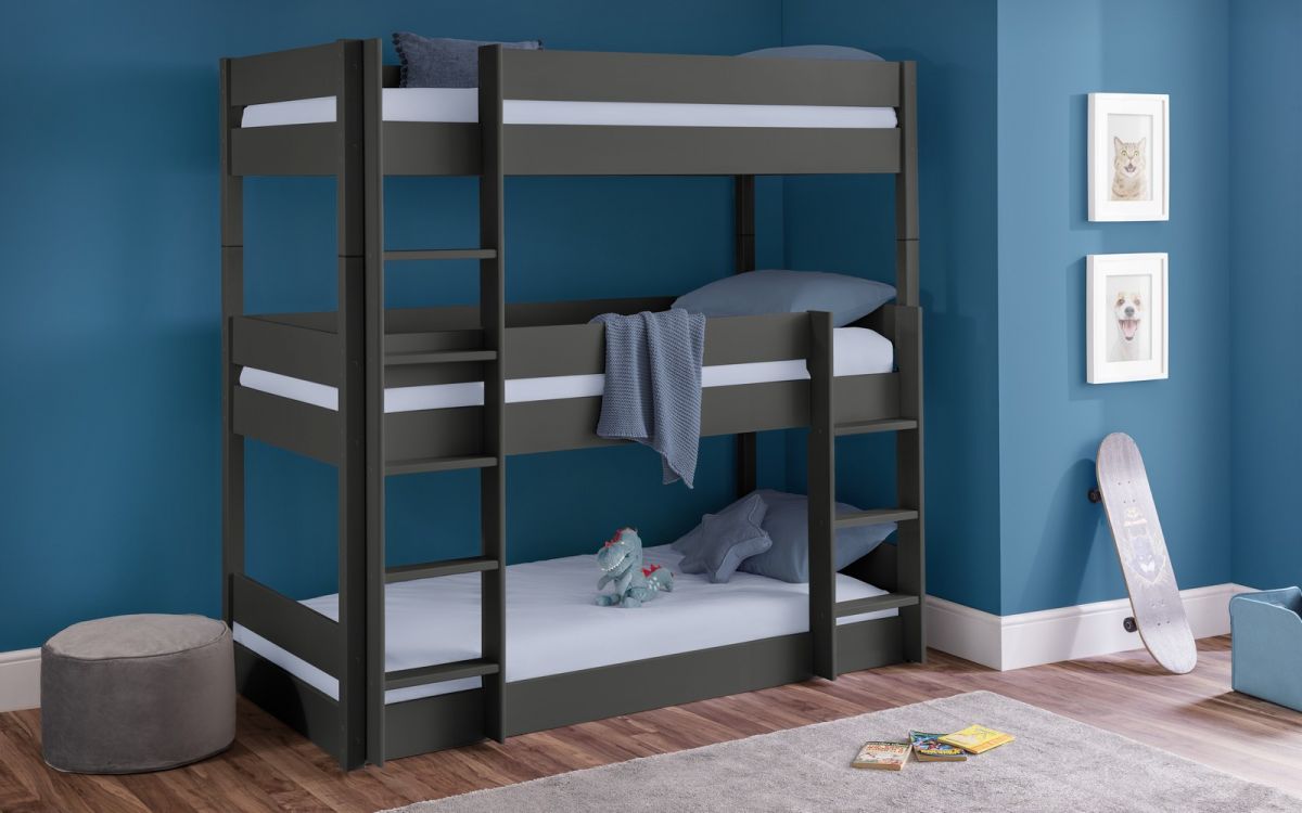 Trio Anthracite Wooden Bunk Beds