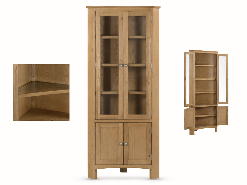 Kilkenny Solid Oak Corner Display Cabinet