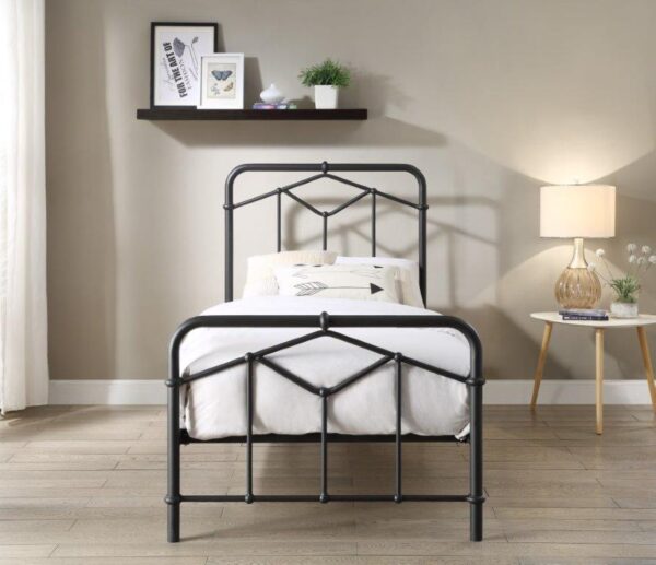 Axton Single Black Silver Bed Frame