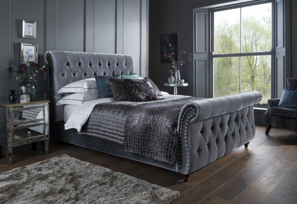 Montana Grey Fabric Double Bed