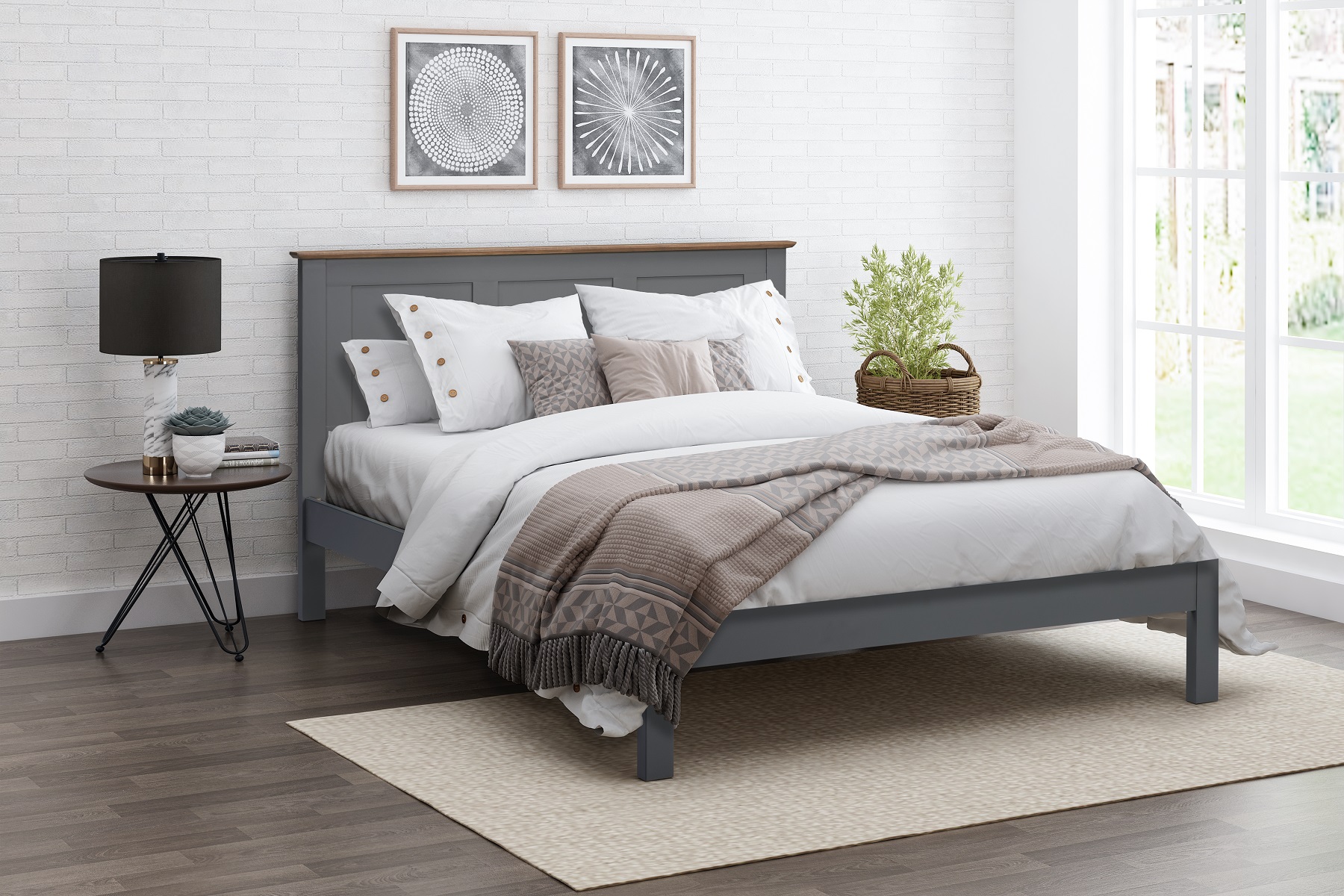 Conway Grey Oak Double Bed Frame