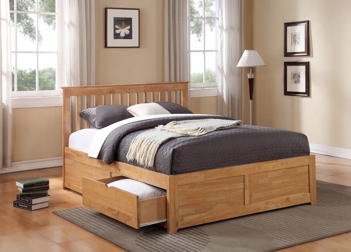 Pentre Oak Double Storage Bed