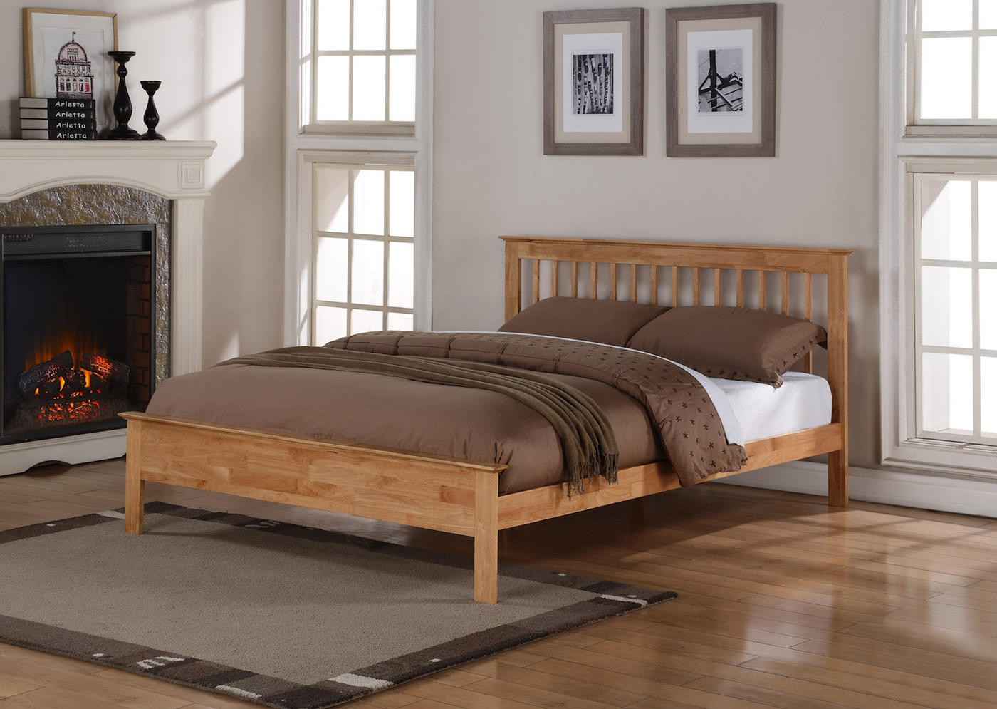 Pentre Oak Double Wooden Bed