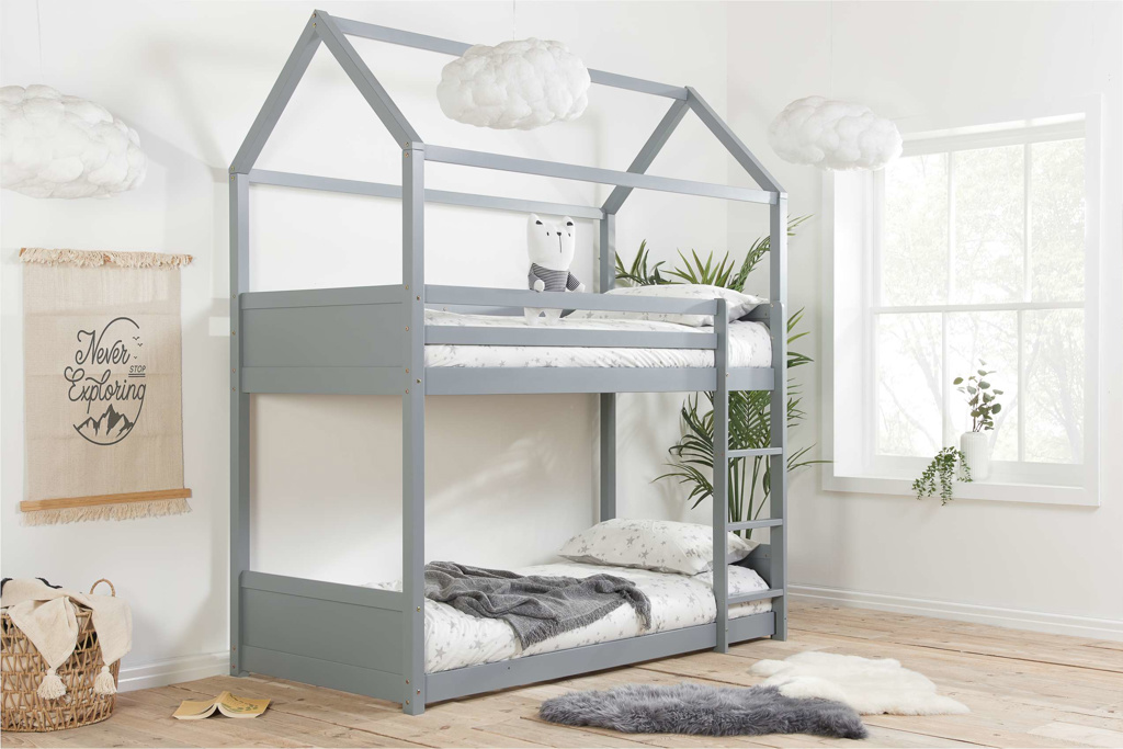 Home Grey Wooden Bunk Bed