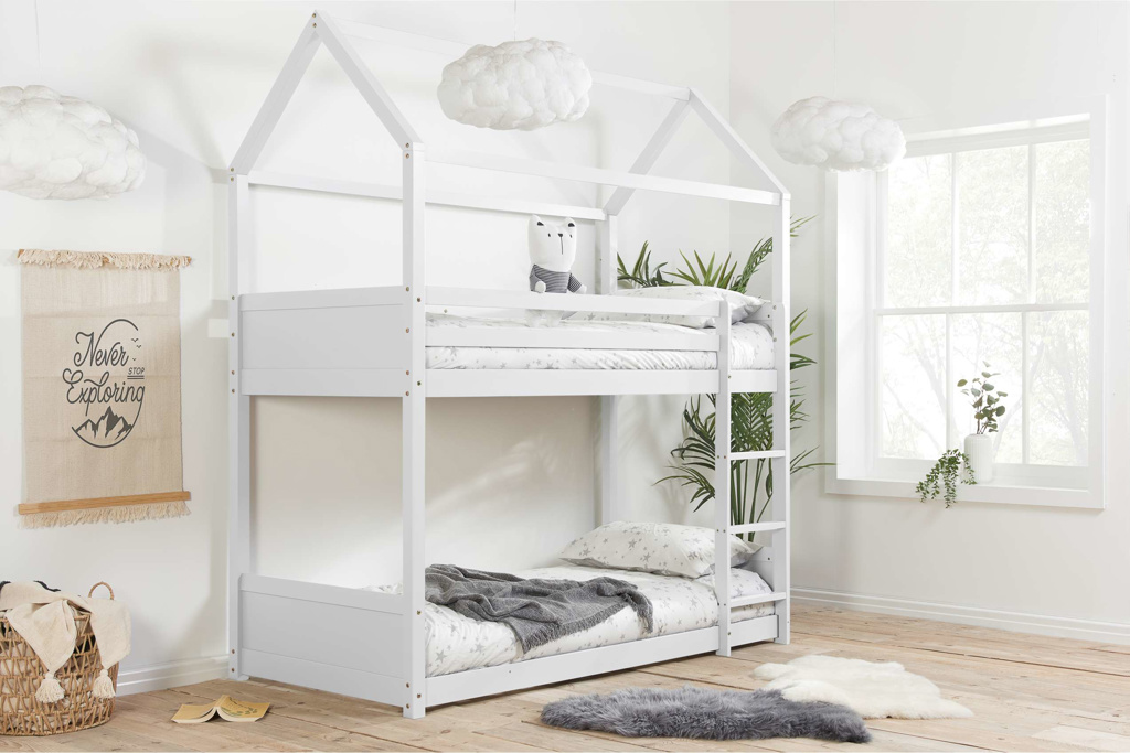 Home White Wooden Bunk Bed
