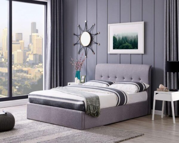 Carmel Grey Kingsize Ottoman Bed