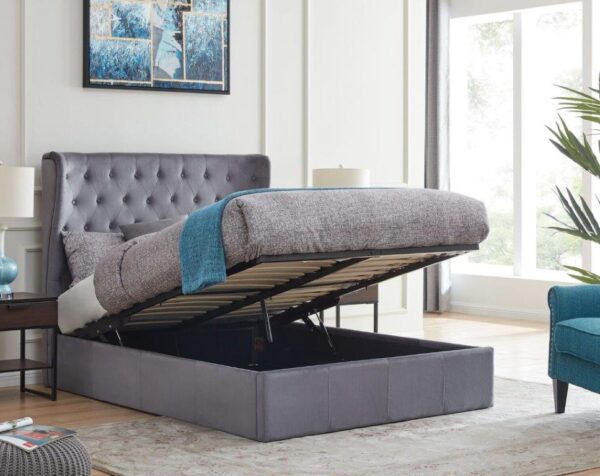 Holway Grey Kingsize Ottoman Bed - Image 2