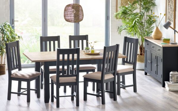 Bordeaux Dark Grey Oak Extending Dining Set