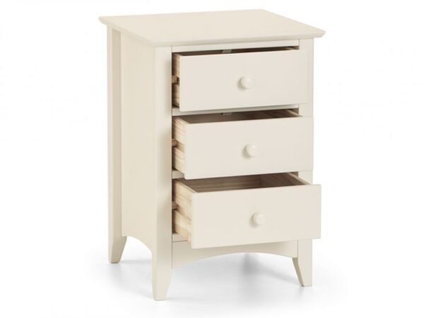 Cameo White 3 Drawer Bedside Table - Image 2