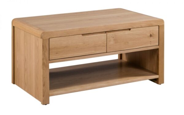 Curvey Oak 2 Drawer Coffee Table