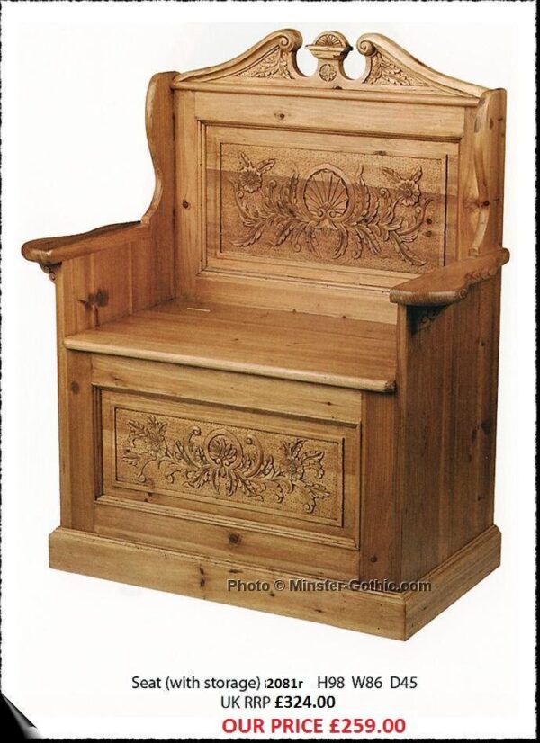 Cotswold Gothic Pine Monks Bench