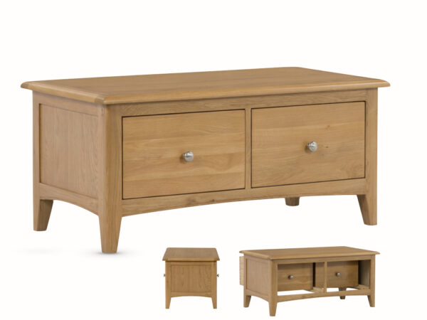 Kilkenny Solid Oak 2 Drawer Coffee Table