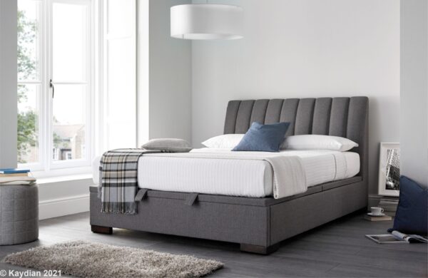 Lanchester Light Grey Kingsize Ottoman Bed