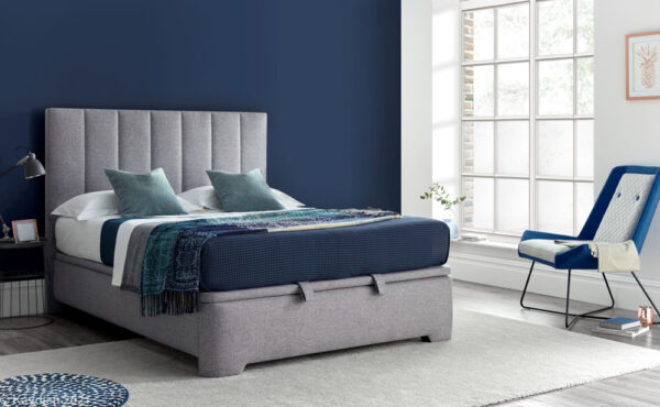 Medburn Light Grey Kingsize Ottoman Bed - Image 2