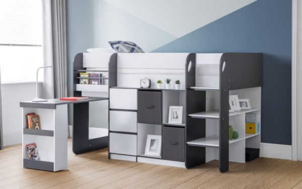 Saturn Grey & White Midsleeper Bed - Image 12