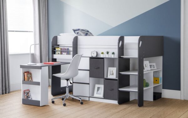 Saturn Grey & White Midsleeper Bed - Image 14