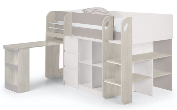 Saturn Oak & Taupe Midsleeper Bed - Image 2